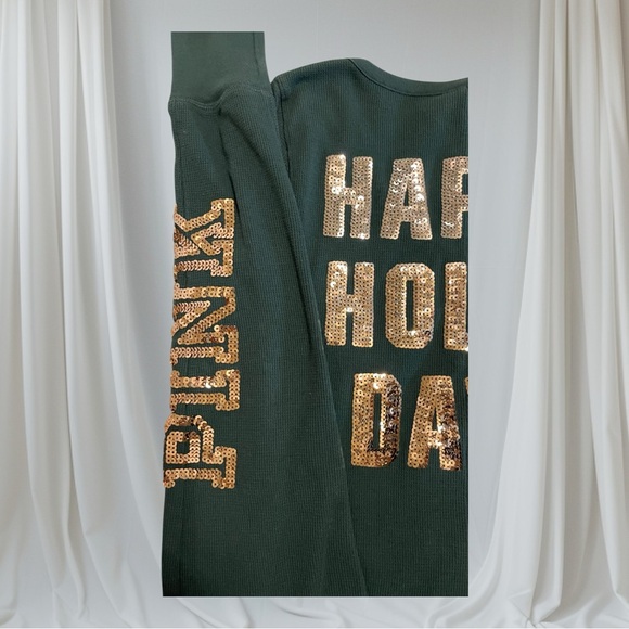 Green Holiday Jumpsuit with Gold Lettering - Picture 10 of 12
